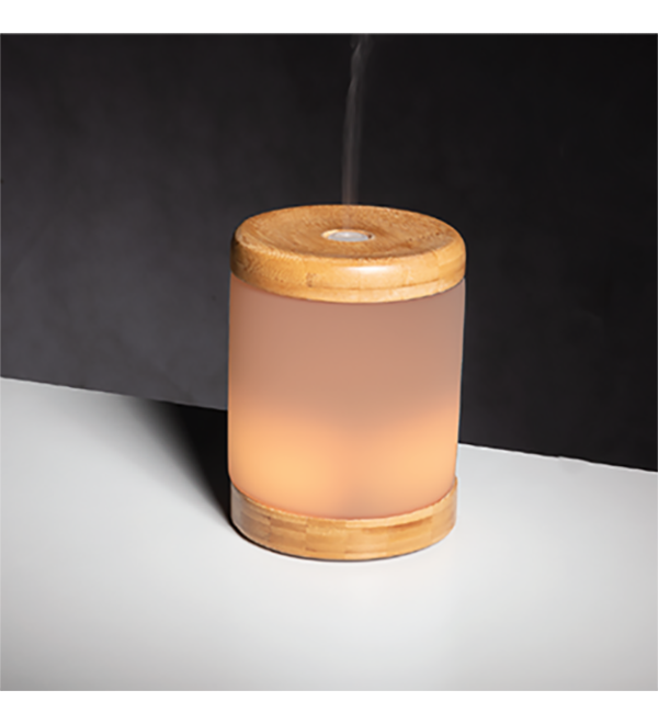 Cylinder Ultrasonic Diffuser - Glass and Bamboo Top &amp; Bottom