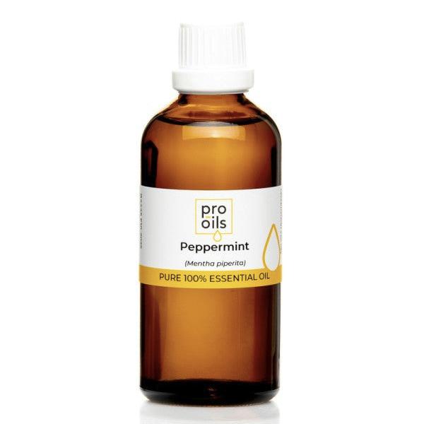 Peppermint essential oil bottle for headaches, muscle relief, and energy boost