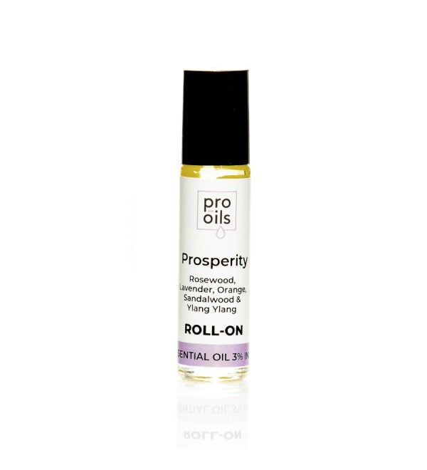Pro Oils Prosperity Roll-On bottle with a blend of essential oils designed to inspire confidence and attract success