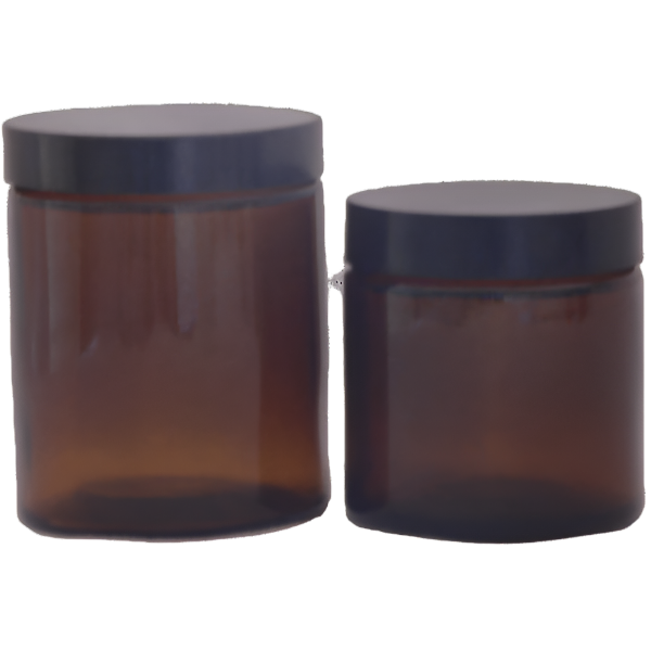 Amber Glass Jars with Black Cap 6 Pack for Essential Oils and Creams