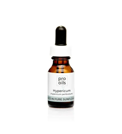 Bottle of Pro Oils Hypericum oil on a white background