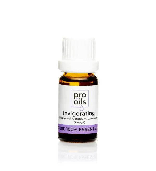 Pro Oils invigorating essential oil bottle on a white background
