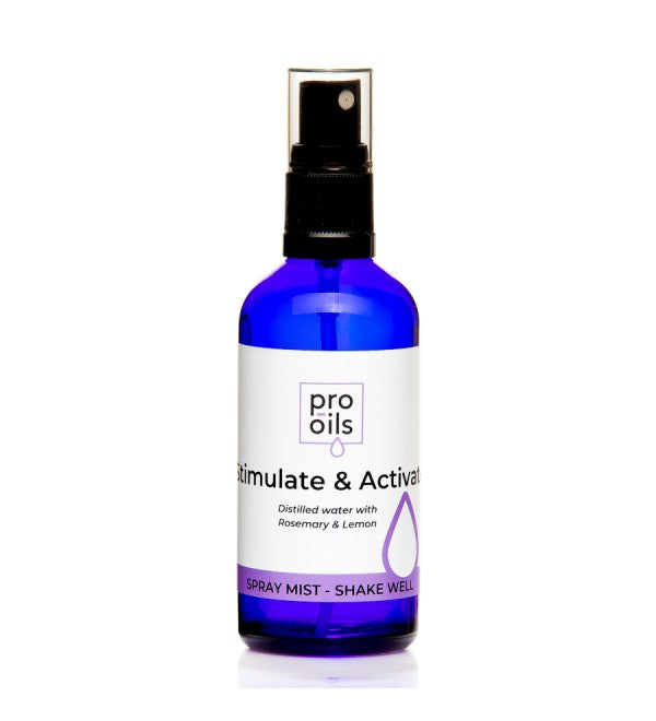 Pro Oils Stimulate &amp; Activate Spray Mist, energy-boosting essential oil blend, Australian-made