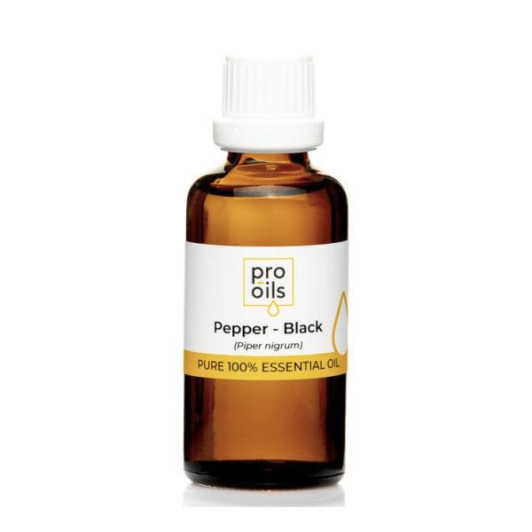 Black Pepper essential oil bottle for muscle relief and circulation boost