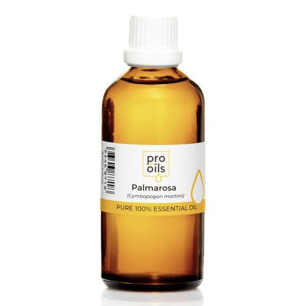 Palmarosa essential oil bottle for skincare and stress relief