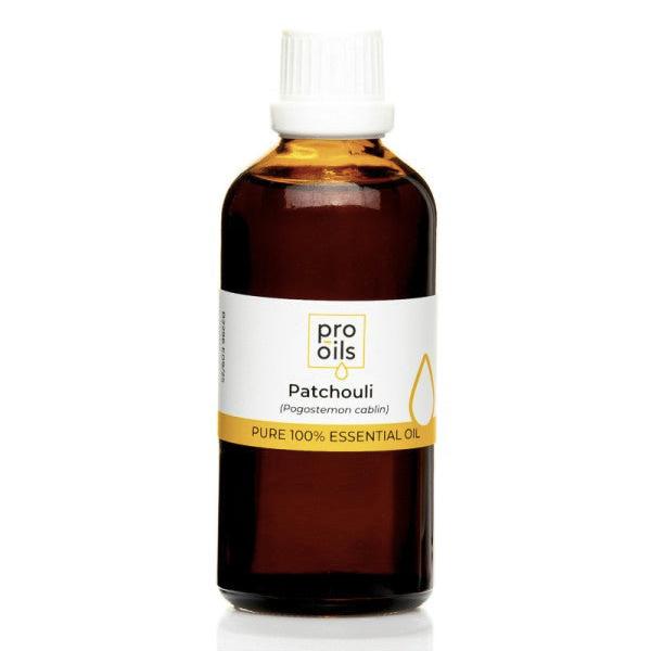 Patchouli essential oil bottle for relaxation and skincare