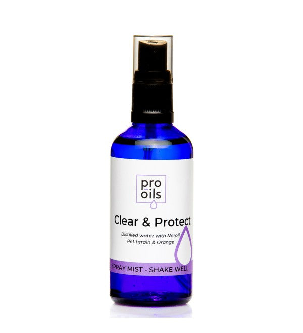 Pro Oils professional-grade Clear Protection Spray Mist, superior quality essential oil spray for calm and positivity, Australian-made