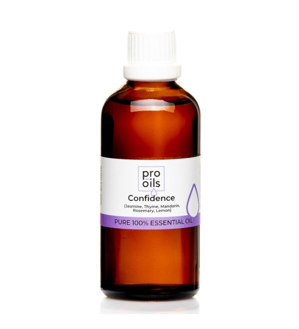 Pro Oils Confidence Blend essential oil bottle featuring an uplifting blend for boosting confidence and enhancing personal power