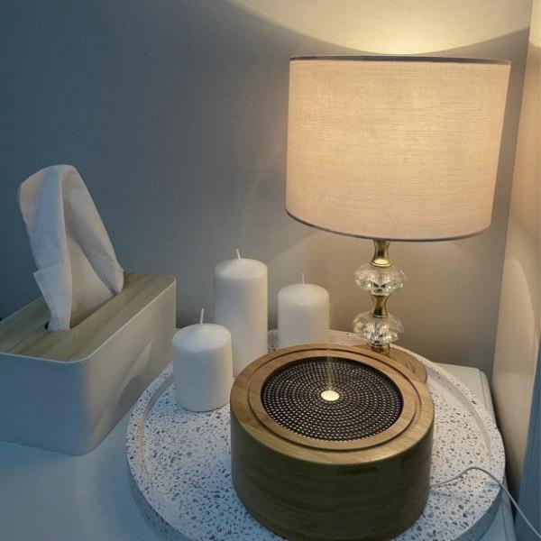 Pro-Oils Flat Ultrasonic Diffuser with Bamboo Base – Elegant Essential Oil Diffuser for a Calming Ambiance, ideal for Australian retailers and wholesalers