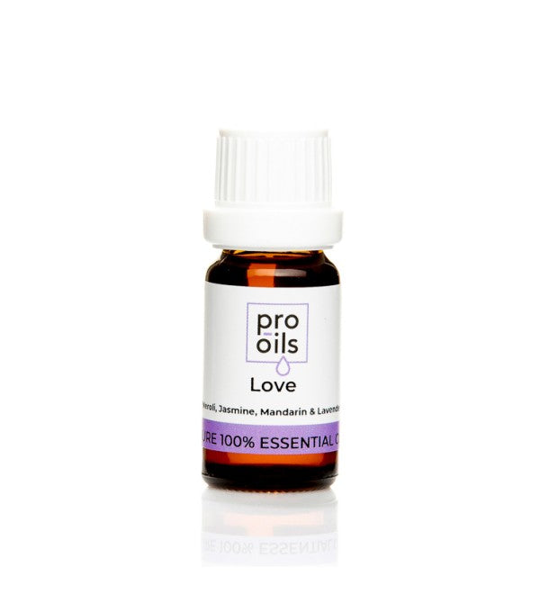 Pro Oils Love Blend essential oil bottle featuring a romantic mix to enhance emotional connection and create a soothing atmosphere