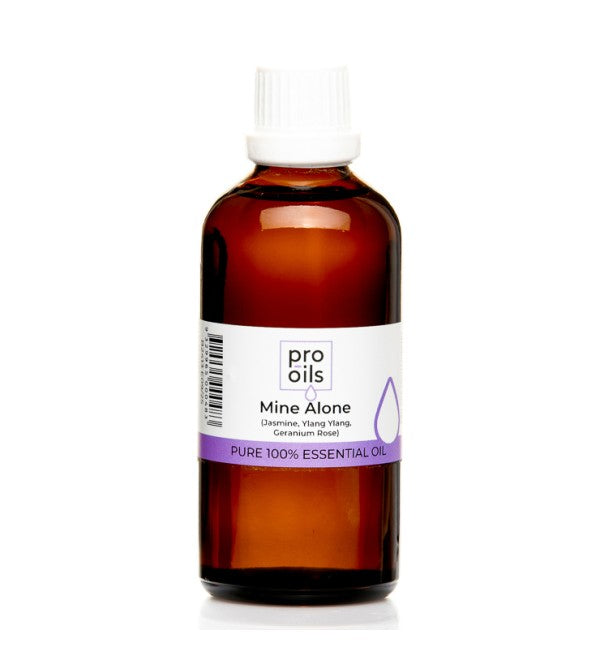 Pro Oils Mine Alone Blend essential oil bottle for self-love, relaxation, and emotional balance, 100% Australian owned, available for retail and wholesale