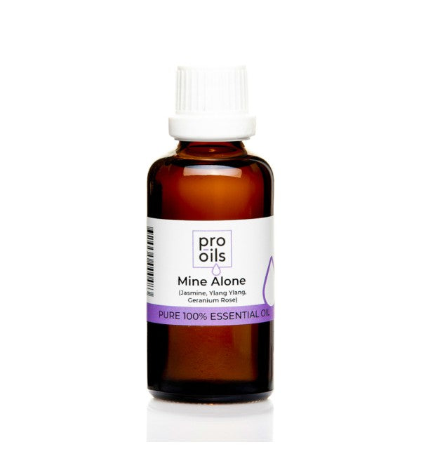 Pro Oils Mine Alone Blend essential oil bottle for self-love, relaxation, and emotional balance, 100% Australian owned, available for retail and wholesale