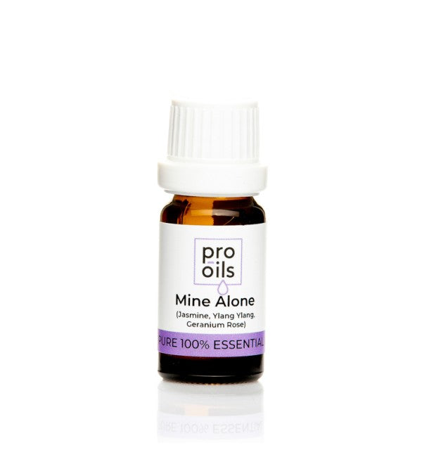 Pro Oils Mine Alone Blend essential oil bottle for self-love, relaxation, and emotional balance, 100% Australian owned, available for retail and wholesale