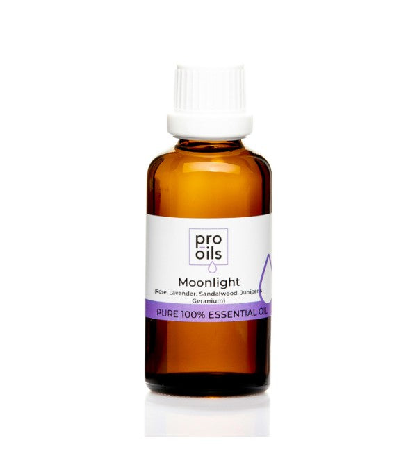 Pro Oils Moonlight Blend essential oil bottle for relaxation, calmness, and sleep, 100% Australian owned, available for retail and wholesale