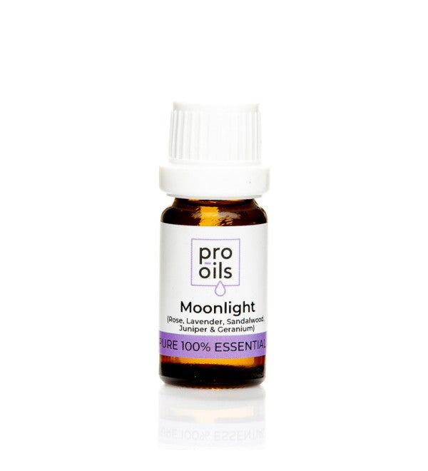 Pro Oils Moonlight Blend essential oil bottle for relaxation, calmness, and sleep, 100% Australian owned, available for retail and wholesale