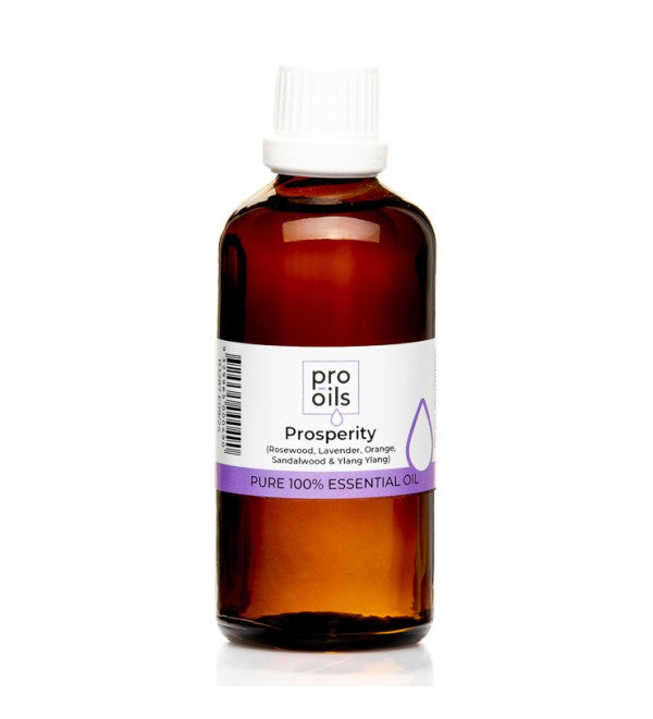 Pro Oils Prosperity Blend essential oil bottle designed to promote positivity and attract success, 100% Australian owned, available for retail and wholesale