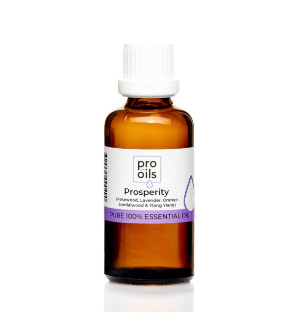 Pro Oils Prosperity Blend essential oil bottle designed to promote positivity and attract success, 100% Australian owned, available for retail and wholesale