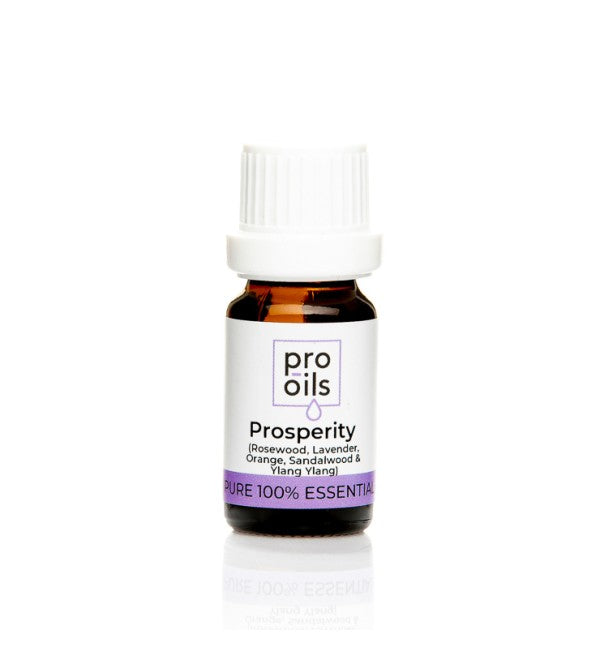 Pro Oils Prosperity Blend essential oil bottle designed to promote positivity and attract success, 100% Australian owned, available for retail and wholesale