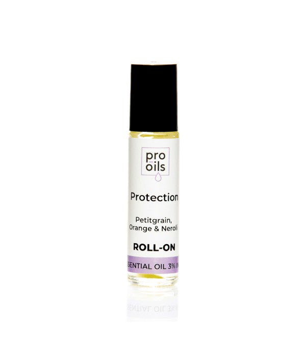 Pro Oils Protection Roll-On bottle featuring a blend of essential oils designed to promote protection and balance