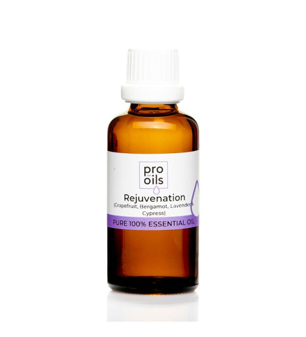 Pro Oils Rejuvenation Blend essential oil bottle designed to boost energy and uplift mood, 100% Australian owned, available for retail and wholesale