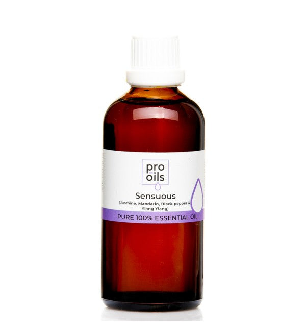 Pro Oils Sensuous Blend essential oil bottle designed to enhance intimacy and uplift mood, 100% Australian owned, available for retail and wholesale