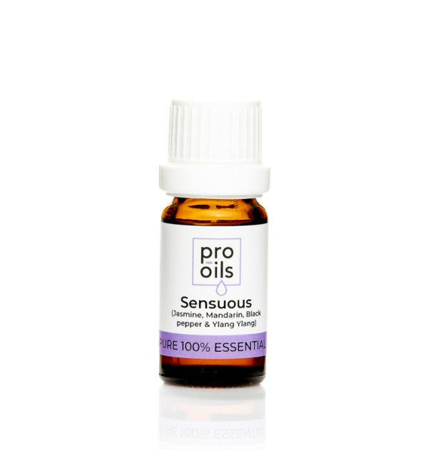 Pro Oils Sensuous Blend essential oil bottle designed to enhance intimacy and uplift mood, 100% Australian owned, available for retail and wholesale