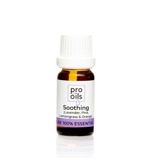 Pro Oils Soothing Blend essential oil bottle designed to relieve stress and promote relaxation, 100% Australian owned, available for retail and wholesale