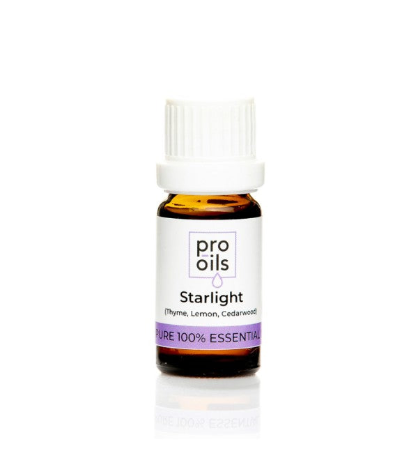 Pro Oils Starlight Blend essential oil bottle promoting positivity, 100% Australian owned, available for retail and wholesale